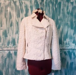 Live a little ivory lace moto jacket